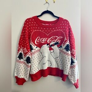 TARGET Large Red and White Polar Bear Vintage Style Coca-Cola Cropped Sweater